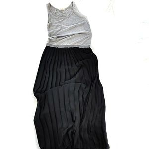 LES AMIS Gray and Black Maxi Dress Pleated